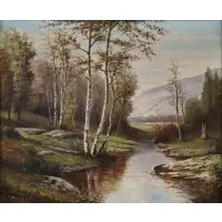 Frederick Matzow, River Landscape, Oil on canvas