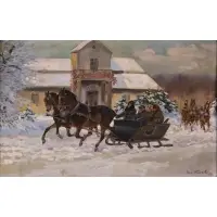 Jerzy Kossak, Departure from the Manor, 1930, Oil on board
