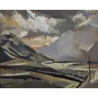 Kitty Wilmer O'Brien, Road to Delphi-Galway, Gouache