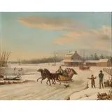 Thomas Birch, A Winter Sleigh Ride, Oil on canvas