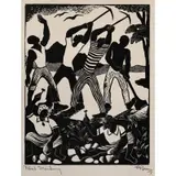 Albert Huie, Road Mending, Linocut