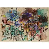 Irving Lehman, Untitled (Color Line Abstract), Mixed media watercolor and gouache