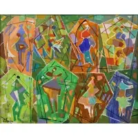 Untitled ( Color Figures) by Irving Lehman, Oil on board, sold Jun 2026
