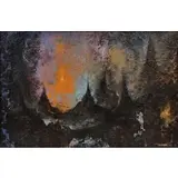 Leonardo Nierman, Untitled (Fire landscape), 1960, Acrylic on masonite