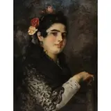 Harry Humphrey Moore, A Spanish Beauty, Oil on canvas