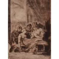 Francisco Goya, La Iglesia Zaragozana de San Fernando y las Pinturas de Goya, Sepia on paper