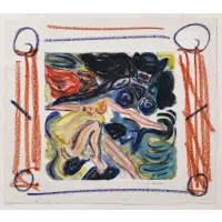 Edward E. Hughes, Untitled (Figures), Mixed media on paper
