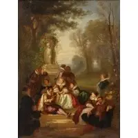 P. Faure, Fete Galante, Oil on canvas