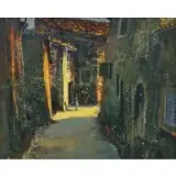 Bruno Zupan, Children on a Village Street, Oil on canvas