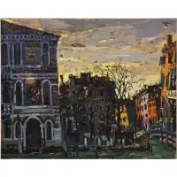 Bruno Zupan, A Mosaic Facade on the Grand Canal, Venice, 1973, Oil on canvas