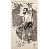 Lorenzo Homar, Martin Pena, Pescador (Martin Pena, Fisherman), 1957, Woodcut on paper