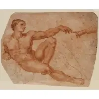 The Creation of Adam (from the Sistine Chapel, Vatican, Rome) by Michelangelo Buonarroti, Sanguine chalk, sold Jun 2026