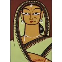 Jamini Roy, Gopini with Earring, Gouache on paper