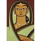 Jamini Roy, Gopini with Earring, Gouache on paper