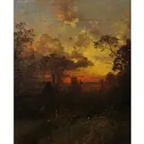 Hermann Ottomar Herzog, Twilight, Oil on canvas