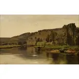 Ernest Parton, River Scene with Cows