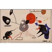 A Piece of My Workshop by Alexander Calder, 1948, Silkscreen on Canvas "A Piece of My Workshop" 1948, sold Jun 2026