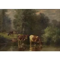Thomas Bigelow Craig, By a Woodland Stream, Oil on canvas