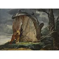 Samuel Bak, Rock Clock, Oil on artist's board