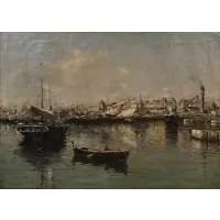 Joan Roig Soler, The Port of Tarragona, Oil on canvas