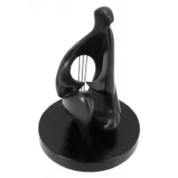 Victor Halvani, Good large size and with nice brown patina, A stylized bronze of a figure (King David?) playing the harp