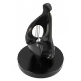 Victor Halvani, Good large size and with nice brown patina, A stylized bronze of a figure (King David?) playing the harp