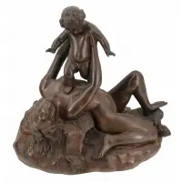 James Jacques Pradier, Mother & Child, Large bronze sculpture with nice original brown patina