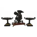 Antoine-Denis Chaudet, Cupid with Butterfly and Rose, Bronze sculpture on rouge marble base