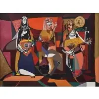 Ethel Edwards, Three Musicians, Oil on canvas