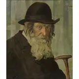 Lazar Krestin, Old Jew with Cane, Oil on canvas