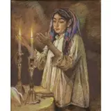 Wilhelm Wachtel, Lighting the Sabbath Candles, 1919, Pastel on paper laid to board