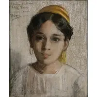 Édouard Moyse, Portrait of a North African Jewish Girl, Pastel on blue paper