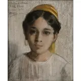 Édouard Moyse, Portrait of a North African Jewish Girl, Pastel on blue paper
