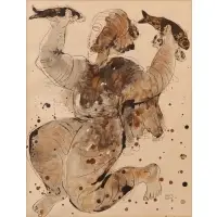 Peche Miraculeuse (The Fisherman- from Visages d'Israel Series) by Reuven Rubin, 1960, Color lithograph, sold Apr 2026