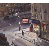 Clement "Clem" Weisbecker, The Corner Shop at Night, Gouache on paper