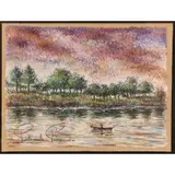 Paul-Émile Pissarro, Ciel d'Orage Sur La Riviere (Stormy Sky Over the River), Pastel on tan paper