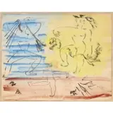 I. Rice Pereira, Three Nude Figures, 1957, Watercolor and charcoal on paper
