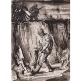 Philip Reisman, Digging One's Grave, 1964, Pen and ink with wash on paper