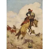 Robert Farrington Elwell, The Ornery Steer, Oil on canvas