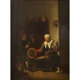 Zegar J. van Helmont, An Elderly Couple Spinning Wool, Oil on panel