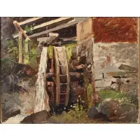 William Stanley Haseltine, The Mill, Schwyz, Switzerland, 1856, Oil on paper laid to canvas