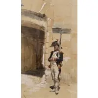 The Sentry by Jean-Louis-Ernest Meissonier, Watercolor, gouache, and pencil, sold Apr 2026