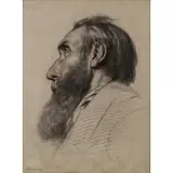 Eugène Devéria, Head of a Bearded Man, Black, white, and red chalk, stumping