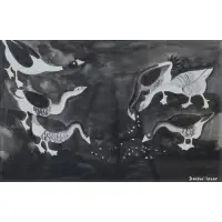 Dahlov Ipcar, Geese, Watercolor and wash on paper