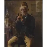 Eugenio Zampighi, Gentleman Smoking, Oil on canvas