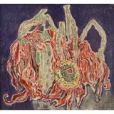 Stefan Hirsch, Poinsettia in Mexico, 1952, Mixed media on paper laid to masonite