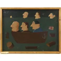 Oscar De Mejo, Brits in a Boat, 1952, Oil on board