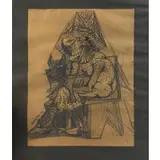 Ramon Oviendo, Woman with Dog, 1970, Pencil on paper