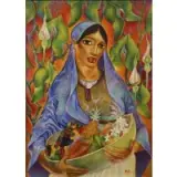 Hugh Stollmeyer, Veiled Indian Woman with Fruit Basket, Oil on canvas
