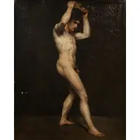 Academic Male Nude, Academic Male Nude Study, Oil on canvas